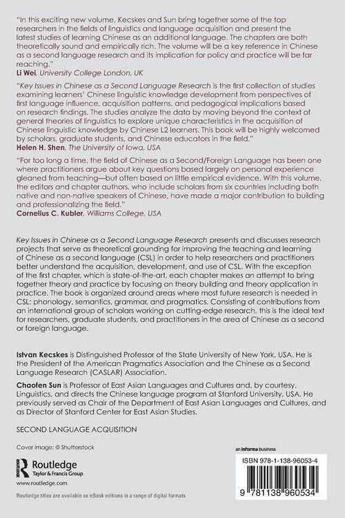 Produktbild: Key Issues in Chinese as a Second Language Research
