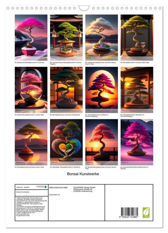 Produktbild: Bonsai Kunstwerke (Wandkalender 2026 DIN A3 hoch), CALVENDO Monatskalender