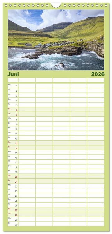 Produktbild: Familienplaner 2026 - F&auml;r&ouml;er &ndash; Faszinierende Inseln im Norden Europas mit 5 Spalten (Wandkalender, 21 x 45 cm) CALVENDO