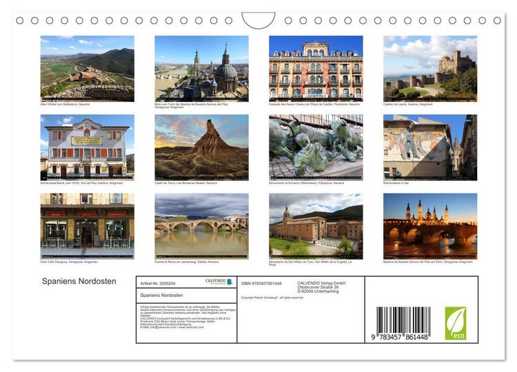 Produktbild: Spaniens Nordosten (Wandkalender 2026 DIN A4 quer), CALVENDO Monatskalender