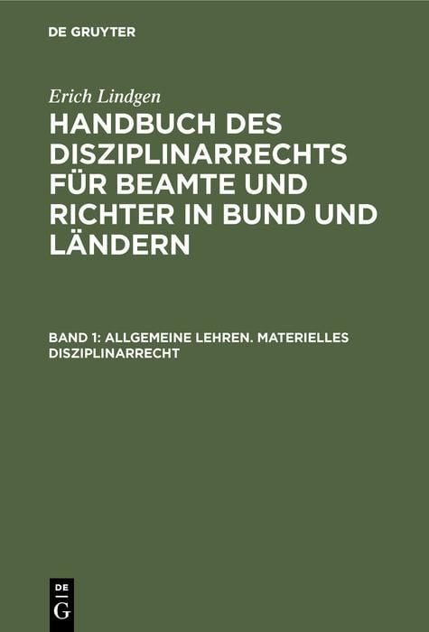 Produktbild: Allgemeine Lehren. Materielles Disziplinarrecht