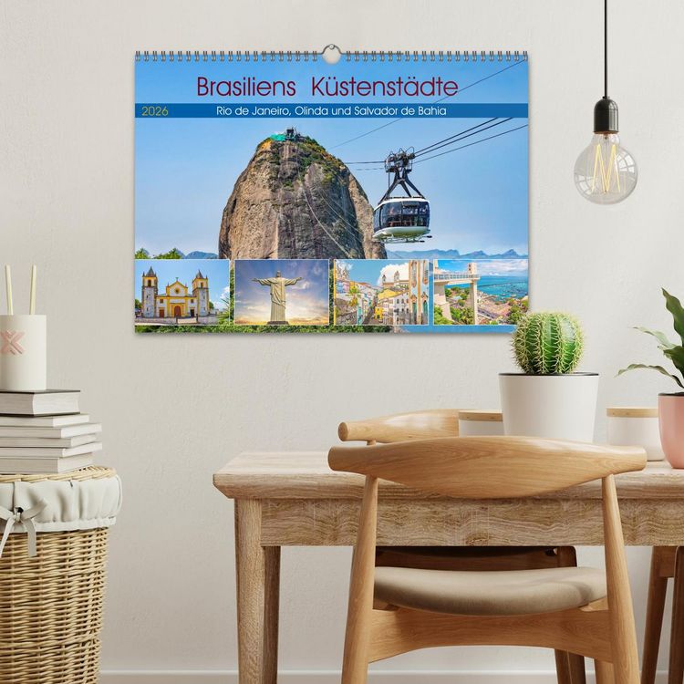 Produktbild: Brasiliens K&uuml;stenst&auml;dte - Rio de Janeiro, Olinda und Salvador de Bahia (Wandkalender 2026 DIN A3 quer), CALVENDO Monatskalender