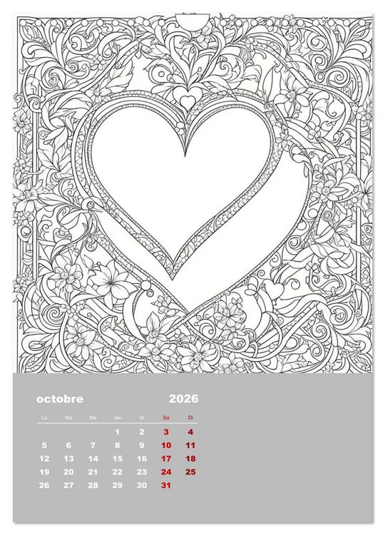 Produktbild: Coloriage (Calendrier mural 2026 DIN A4 horizontal), CALVENDO calendrier mensuel