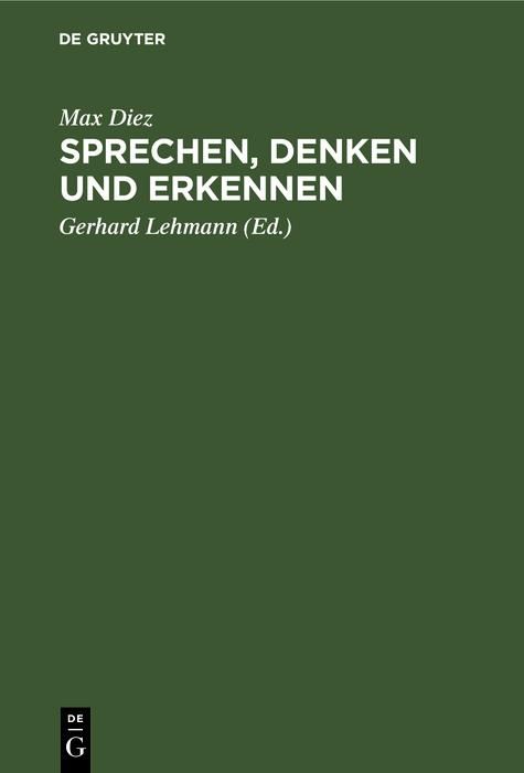 Produktbild: Sprechen, Denken und Erkennen