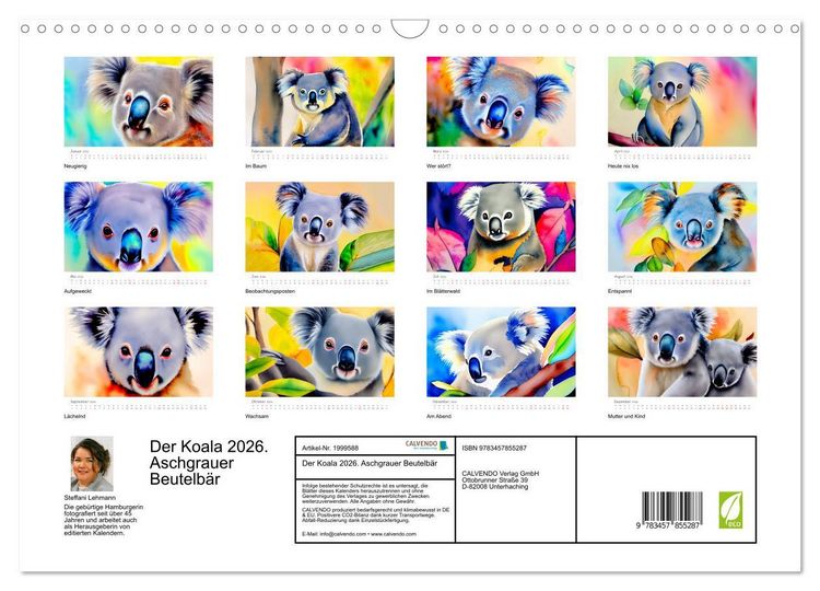 Produktbild: Der Koala 2026. Aschgrauer Beutelb&auml;r (Wandkalender 2026 DIN A3 quer), CALVENDO Monatskalender