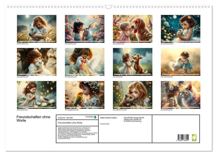 Produktbild: Freundschaften ohne Worte (Wandkalender 2026 DIN A2 quer), CALVENDO Monatskalender