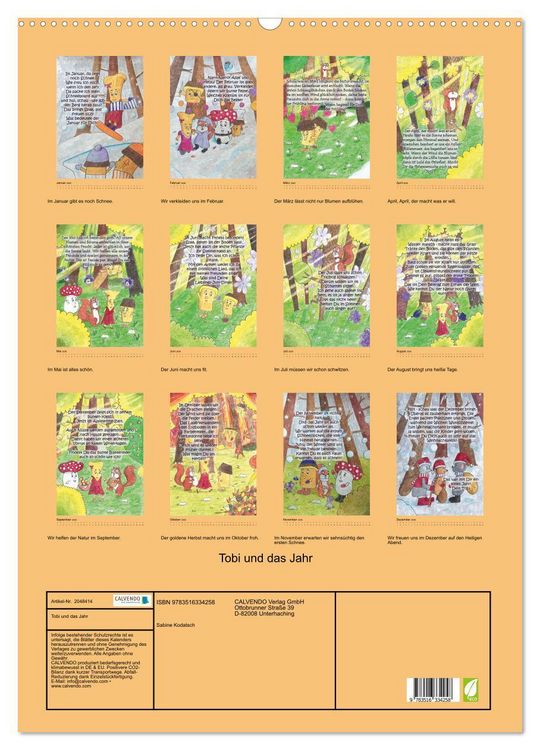 Produktbild: Tobi und das Jahr (Wandkalender 2026 DIN A2 hoch), CALVENDO Monatskalender
