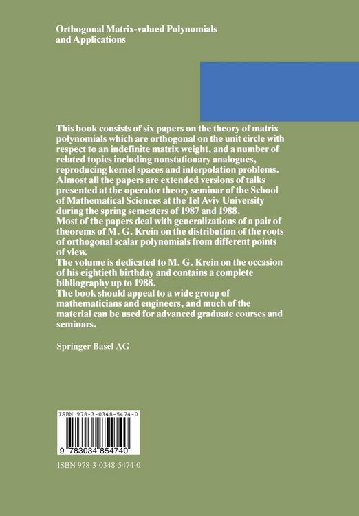 Produktbild: Orthogonal Matrix-valued Polynomials and Applications