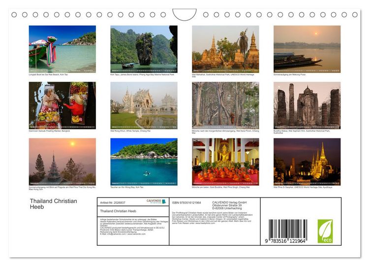 Produktbild: Thailand Christian Heeb (Wandkalender 2026 DIN A4 quer), CALVENDO Monatskalender