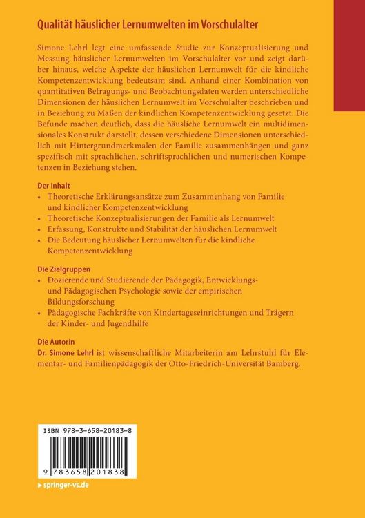 Produktbild: Qualit&auml;t h&auml;uslicher Lernumwelten im Vorschulalter