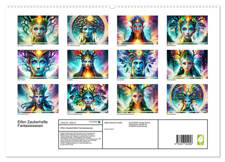 Produktbild: Elfen Zauberhafte Fantasiewesen (hochwertiger Premium Wandkalender 2026 DIN A2 quer), Kunstdruck in Hochglanz