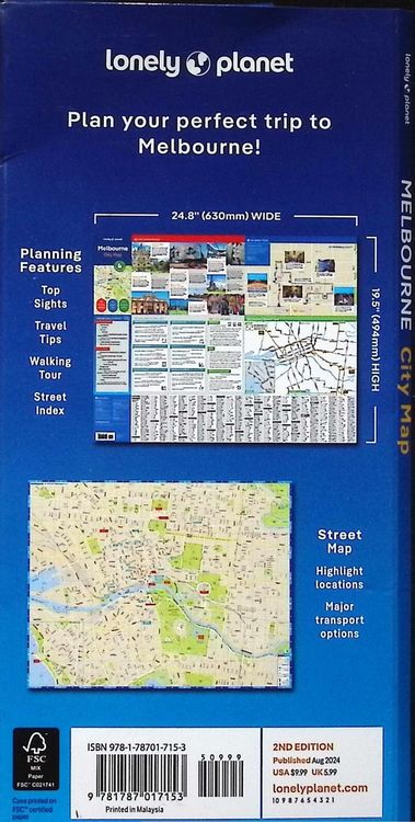 Produktbild: Lonely Planet Melbourne City Map