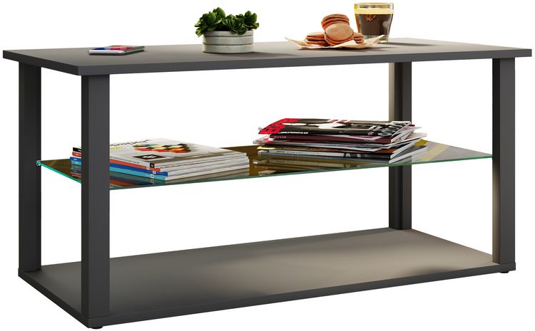 Produktbild: Holz Sofatisch Couchtisch Glas Tisch Wanilo L