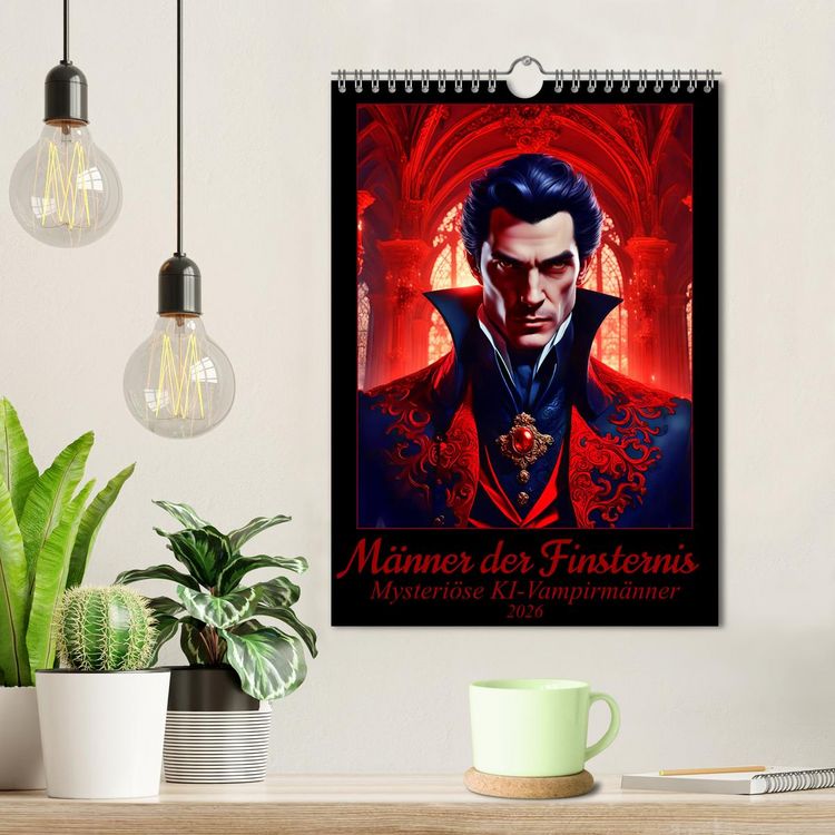 Produktbild: M&auml;nner der Finsternis - Mysteri&ouml;se KI-Vampirm&auml;nner (Wandkalender 2026 DIN A4 hoch), CALVENDO Monatskalender