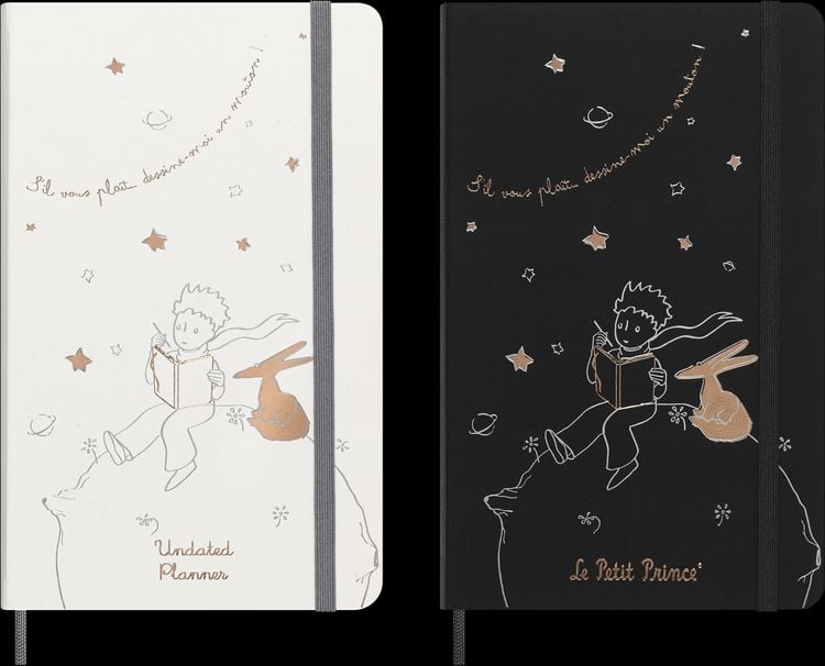 Produktbild: Moleskine der kleine Prinz Notizbuch schwarz in limitierter Auflage, undatierter Wochen-Monatskalender