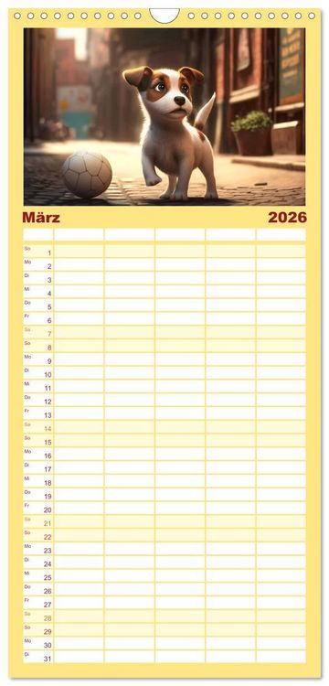 Produktbild: Familienplaner 2026 - Comic Hunde mit 5 Spalten (Wandkalender, 21 x 45 cm) CALVENDO