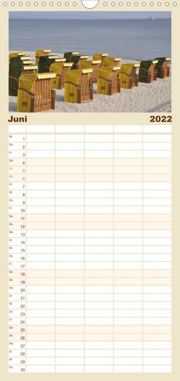 Produktbild: Familienplaner Strandkorb-Impressionen (Wandkalender 2022 , 21 cm x 45 cm, hoch)