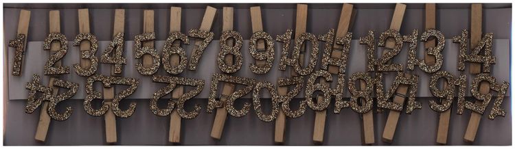 Produktbild: Adventskalender Zahlen-Clips, Holz, gold-glitzer
