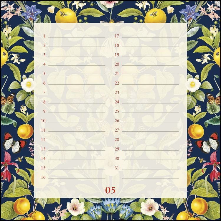 Produktbild: Immerwährender Geburtstagskalender floral – Archive by Portico Designs – Quadrat-Format 24 x 24 cm