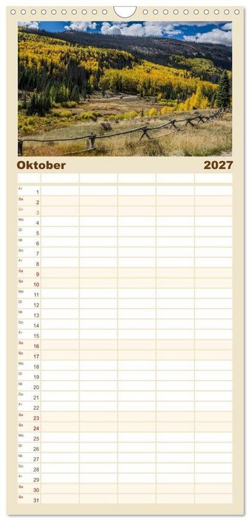 Produktbild: Familienplaner 2027 - Wyoming, South Dakota Colorado mit 5 Spalten (Wandkalender, 21 x 45 cm) CALVENDO