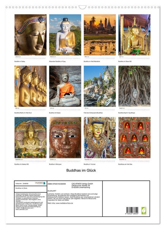 Produktbild: Buddhas im Gl&uuml;ck (Wandkalender 2026 DIN A2 hoch), CALVENDO Monatskalender
