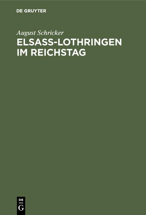 Produktbild: Elsass-Lothringen im Reichstag