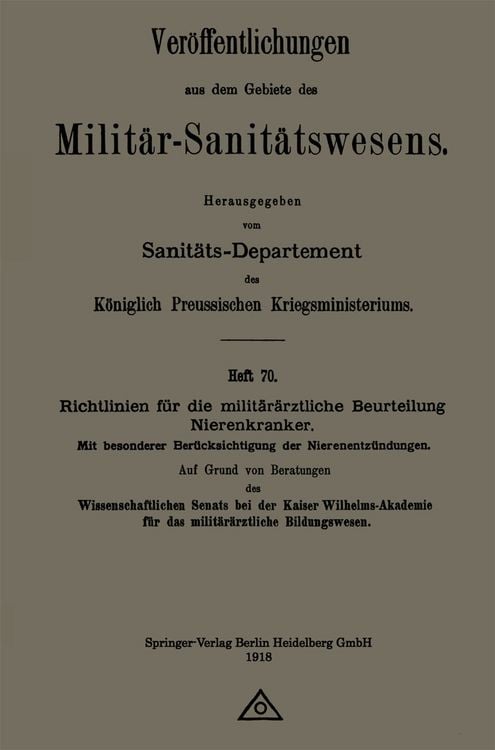 Produktbild: Richtlinien f&uuml;r die milit&auml;r&auml;rztliche Beurteilung Nierenkranker
