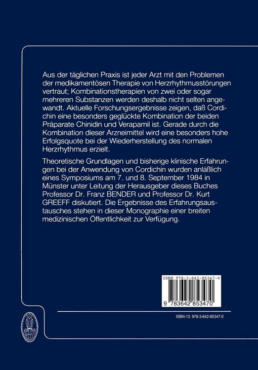 Produktbild: Kombinationstherapie der Herzrhytmusst&ouml;rungen mit Chinidin und Verapamil
