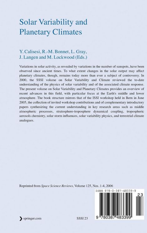 Produktbild: Solar Variability and Planetary Climates