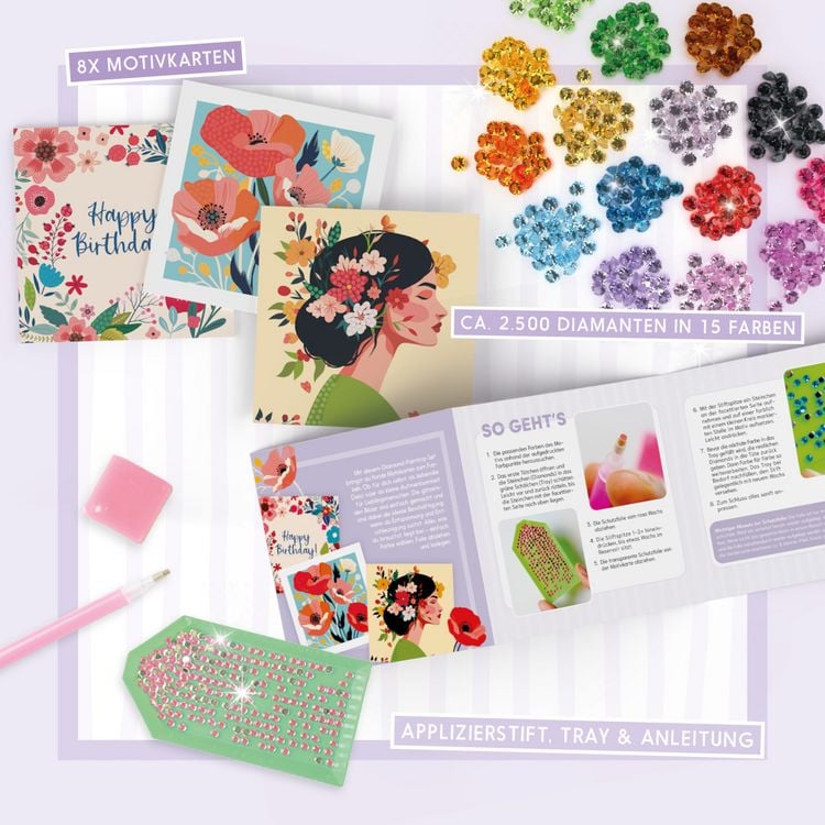 Produktbild: Floral Diamond Painting &ndash; DIY-Set f&uuml;r deine kreative Auszeit