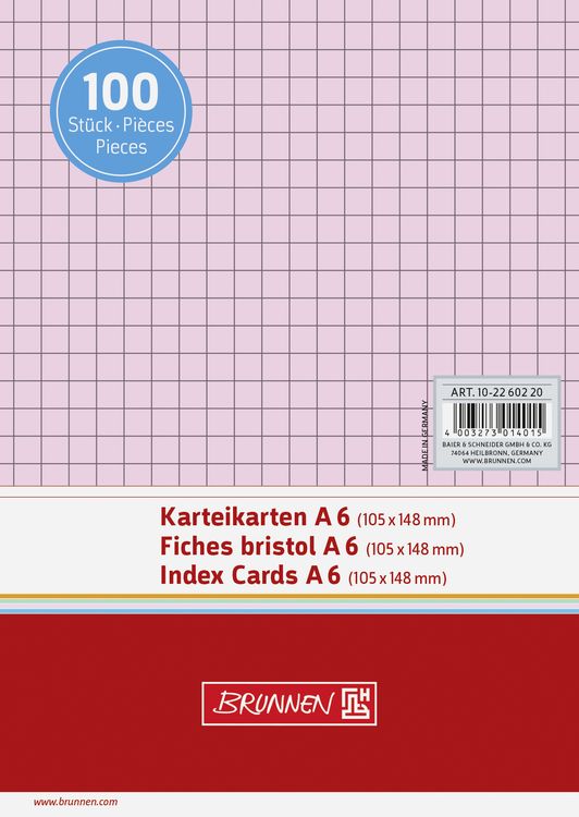 Produktbild: Brunnen Karteikarte A6 kar rt 100St