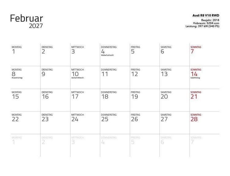 Produktbild: Supersportwagen 2027 &ndash; Eintragkalender