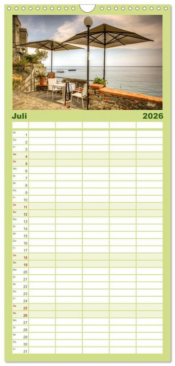 Produktbild: Familienplaner 2026 - Italienische Riviera Cinque Terre mit 5 Spalten (Wandkalender, 21 x 45 cm) CALVENDO