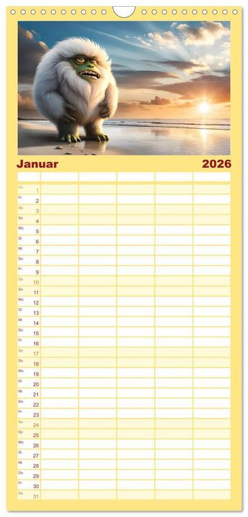 Produktbild: Familienplaner 2026 - Keine Angst vor Monstern mit 5 Spalten (Wandkalender, 21 x 45 cm) CALVENDO
