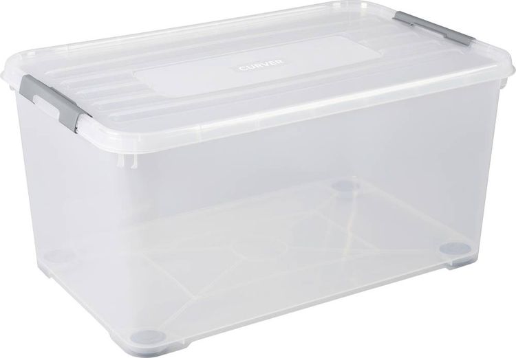 Produktbild: Curver 243857 Aufbewahrungsbox HANDY stapelbar (L x B x H) 800 x 500 x 390 mm Transparent, Silber 1 St.