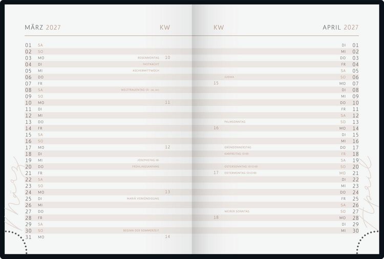 Produktbild: rido/id&eacute; 7013607037 Taschenkalender Premium Young Line Mini 2027 "Yoga" A6, Papier