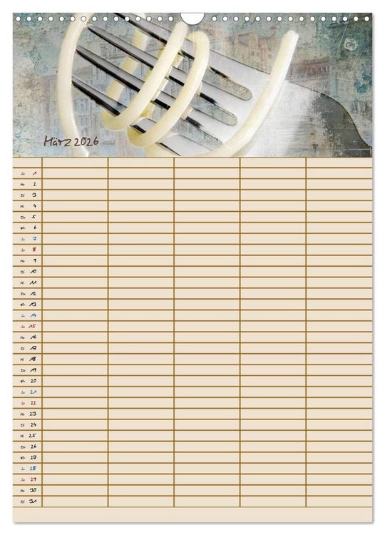 Produktbild: Italienische K&uuml;che mit Familienplaner (Wandkalender 2026 DIN A3 hoch), CALVENDO Monatskalender