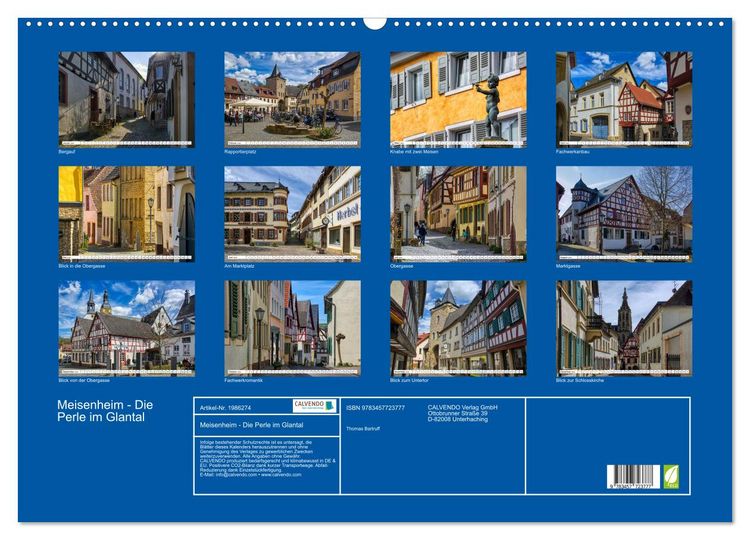 Produktbild: Meisenheim - Die Perle im Glantal (Wandkalender 2026 DIN A2 quer), CALVENDO Monatskalender