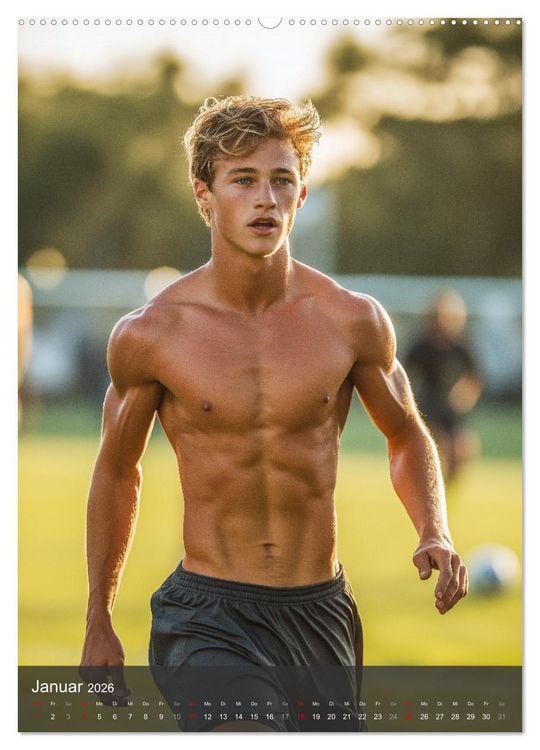 Produktbild: SEXY JUNGS - Nackte Haut beim Fu&szlig;ball (Wandkalender 2026 DIN A2 hoch), CALVENDO Monatskalender