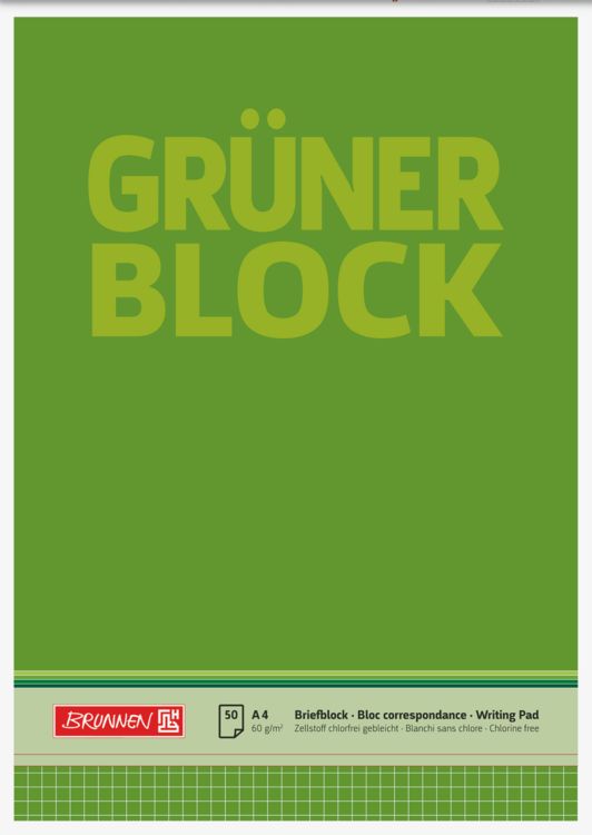 Produktbild: Brunnen Briefblock &bdquo;Gr&uuml;ner Block&ldquo; | A4, Lineatur 22, 50 Blatt, gr&uuml;n