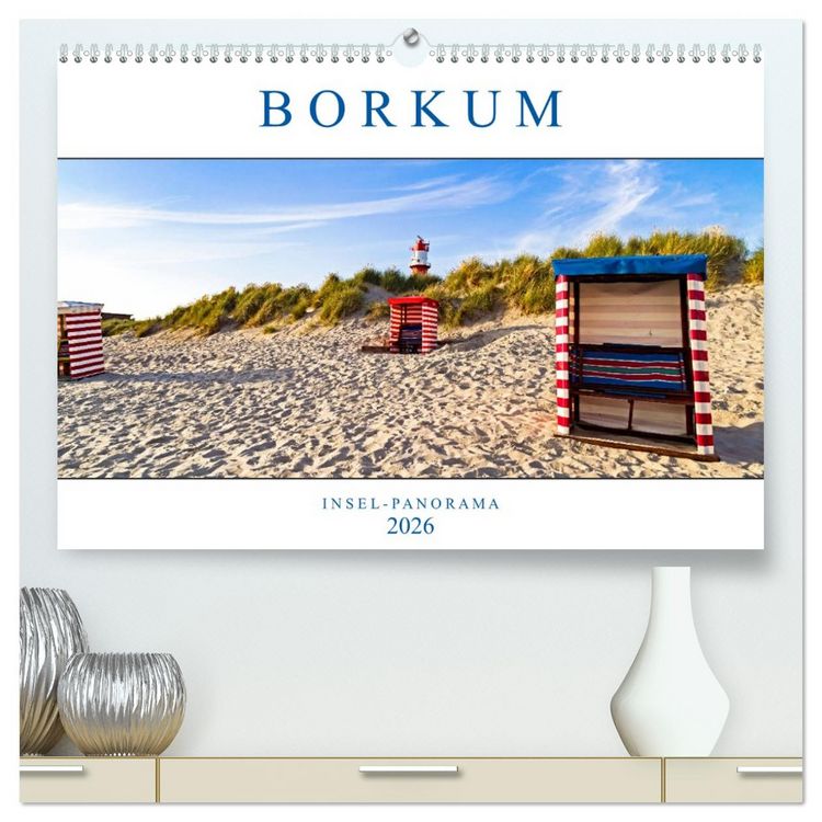 Produktbild: Borkum Inselpanorama (hochwertiger Premium Wandkalender 2026 DIN A2 quer), Kunstdruck in Hochglanz