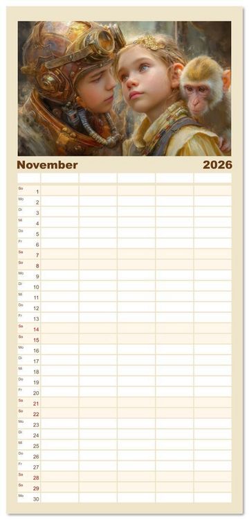 Produktbild: Familienplaner 2026 - Dieselpunk - Portraits von Menschen und Tieren mit 5 Spalten (Wandkalender, 21 x 45 cm) CALVENDO