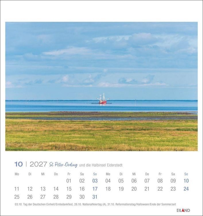 Produktbild: St. Peter-Ording und die Halbinsel Eiderstedt Postkartenkalender 2027 - und die Halbinsel Eiderstedt