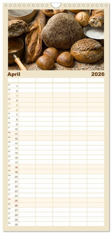 Produktbild: Familienplaner 2026 - Brot & Kaffee Impressionen 2026 mit 5 Spalten (Wandkalender, 21 x 45 cm) CALVENDO