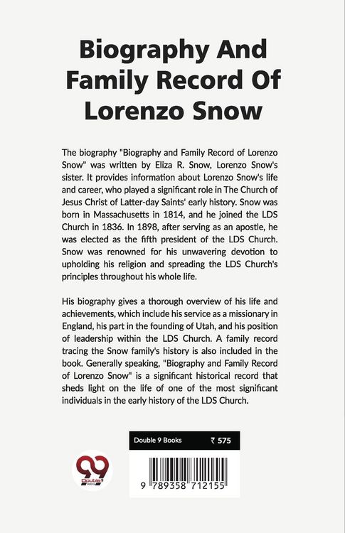 Produktbild: Biography and Family Record of Lorenzo Snow