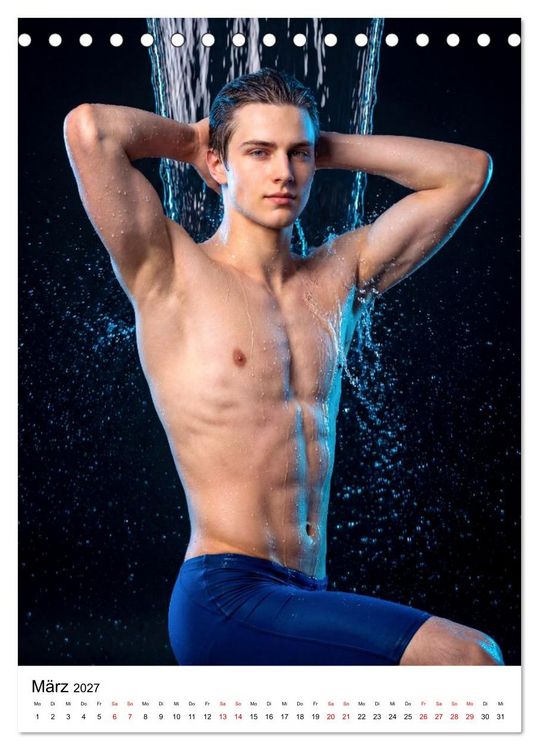 Produktbild: Im Bann des Wassers - Athletische &Auml;sthetik m&auml;nnlicher Schwimmer (Tischkalender 2027 DIN A5 hoch), CALVENDO Monatskalender