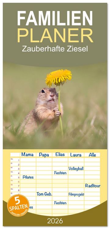 Produktbild: Familienplaner 2026 - Zauberhafte Ziesel mit 5 Spalten (Wandkalender, 21 x 45 cm) CALVENDO