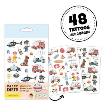 Produktbild: HAPPY TATTS, Kinder-Tattoos, 'Tat&uuml;-Tata' (48 Stk.)