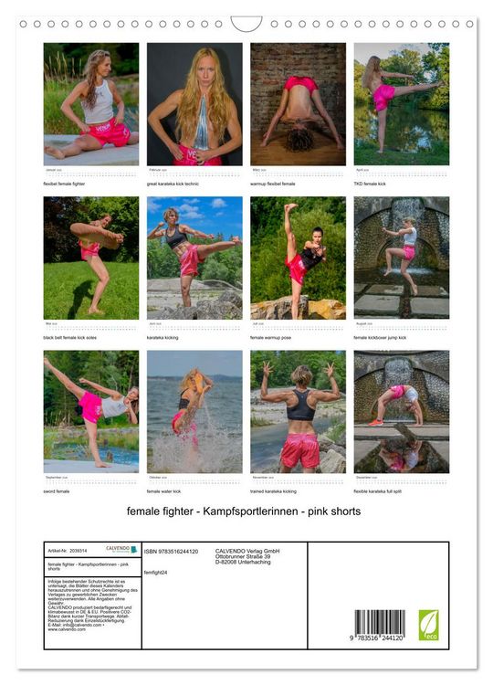 Produktbild: female fighter - Kampfsportlerinnen - pink shorts (Wandkalender 2026 DIN A3 hoch), CALVENDO Monatskalender