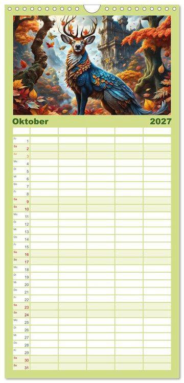 Produktbild: Familienplaner 2027 - Verborgene Welten: Arkanum der mystischen Tierwesen mit 5 Spalten (Wandkalender, 21 x 45 cm) CALVENDO